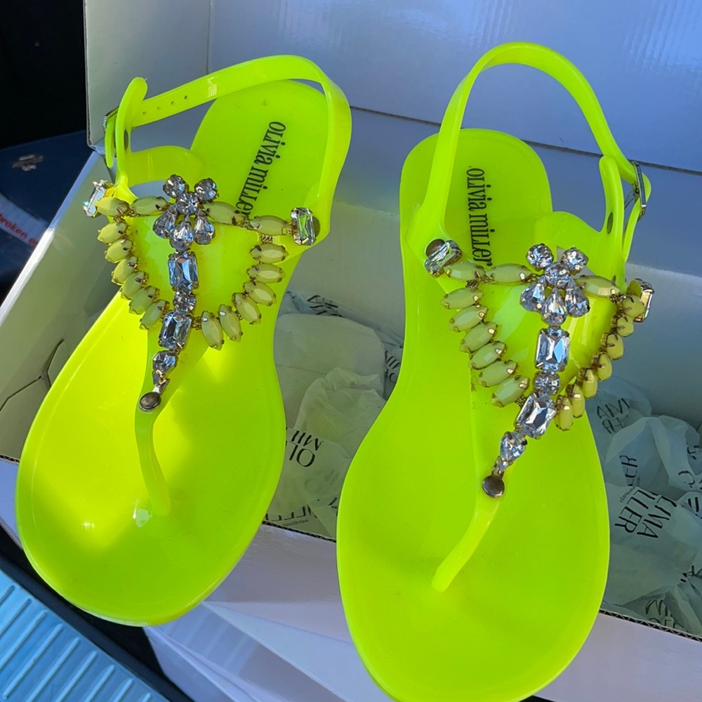 Olivia Miller bright and jeweled jelly sandals clearance